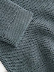 Modrozelena modra - dolg rokav; z dolgimi rokavi Quarter Zip Knitted polo majice (3mths-7yrs) - Slika 7 iz 7