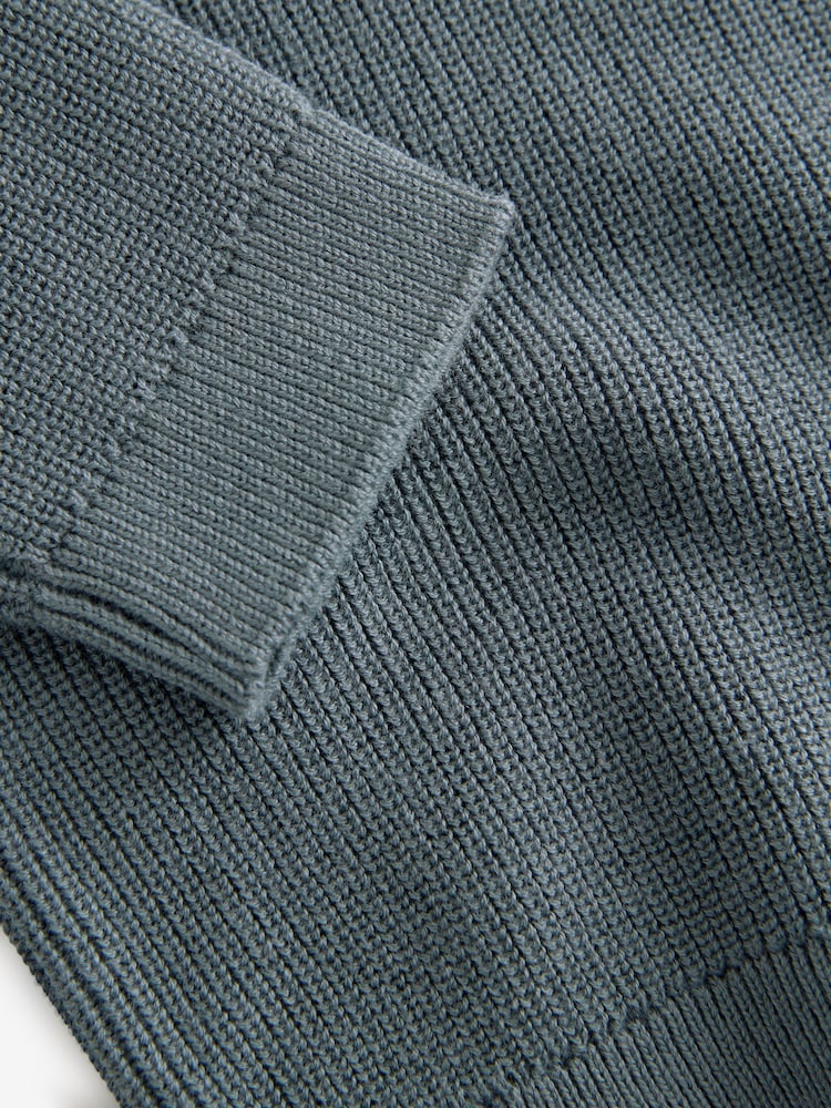 Modrozelena modra - dolg rokav; z dolgimi rokavi Quarter Zip Knitted polo majice (3mths-7yrs) - Slika 7 iz 7 Modrozelena modra - dolg rokav; z dolgimi rokavi Quarter Zip Knitted polo majice (3mths-7yrs) - Slika 7 iz 7