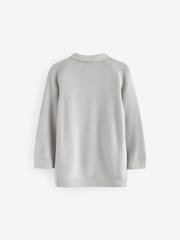 Svetlo siva - dolg rokav; z dolgimi rokavi Quarter Zip Knitted polo majice (3mths-7yrs) - Slika 6 iz 7