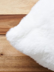 BHS White Ruched Faux Fur Cushion - Image 2 of 5