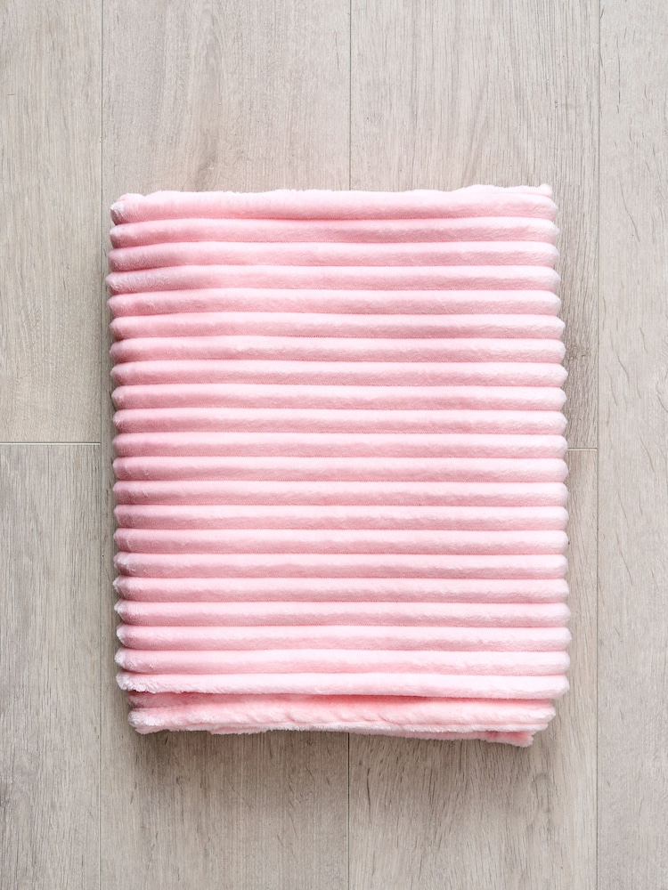 BHS Blush Pink Luxury Ribbon Velvet Throw - Image 4 of 4