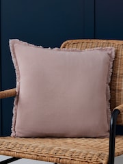BHS Blush Pink Cotton Fringe Cushion - Image 1 of 5