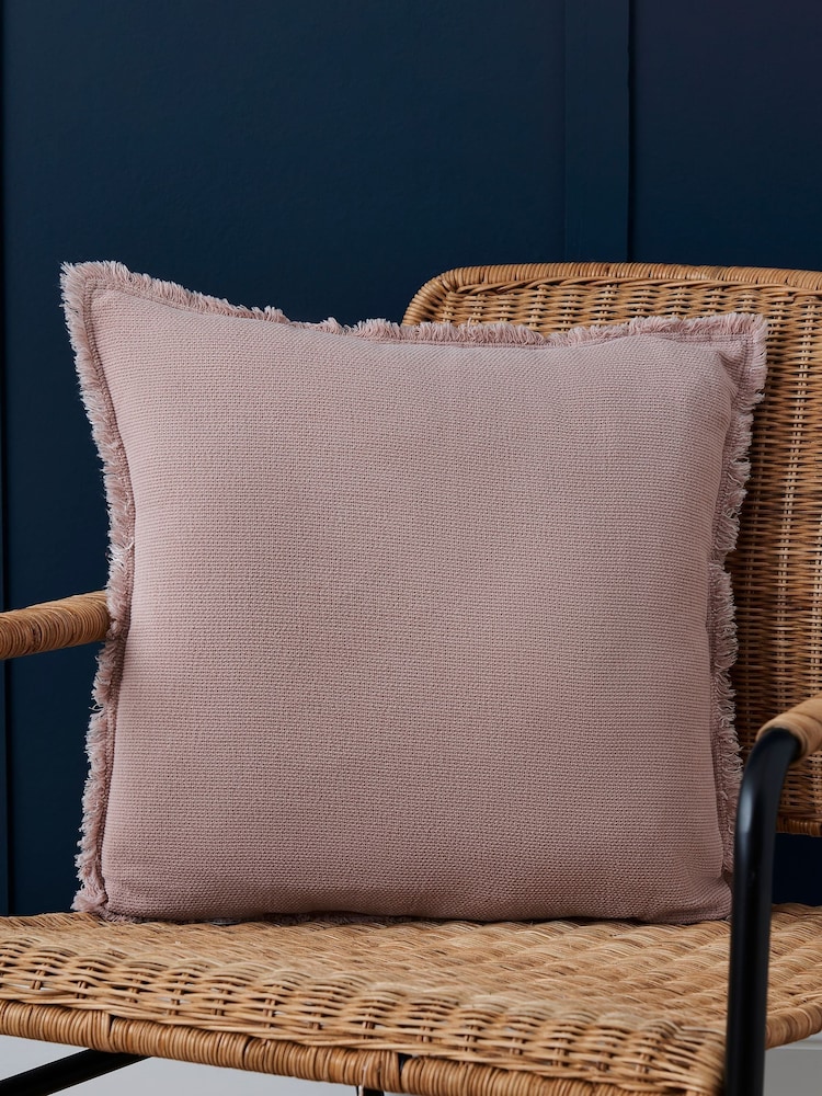 BHS Blush Pink Cotton Fringe Cushion - Image 1 of 5 BHS Blush Pink Cotton Fringe Cushion - Image 1 of 5