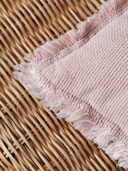BHS Blush Pink Cotton Fringe Cushion - Image 2 of 5