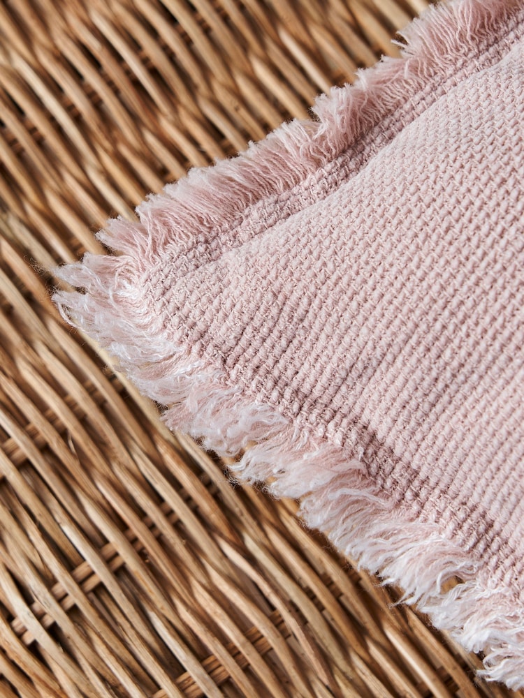 BHS Blush Pink Cotton Fringe Cushion - Image 2 of 5 BHS Blush Pink Cotton Fringe Cushion - Image 2 of 5