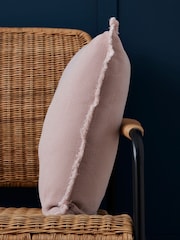 BHS Blush Pink Cotton Fringe Cushion - Image 3 of 5
