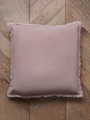 BHS Blush Pink Cotton Fringe Cushion - Image 4 of 5
