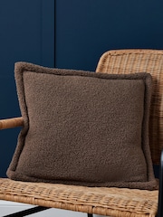 BHS Mushroom Brown Bouclé with Flange Edge Cushion - Image 1 of 5