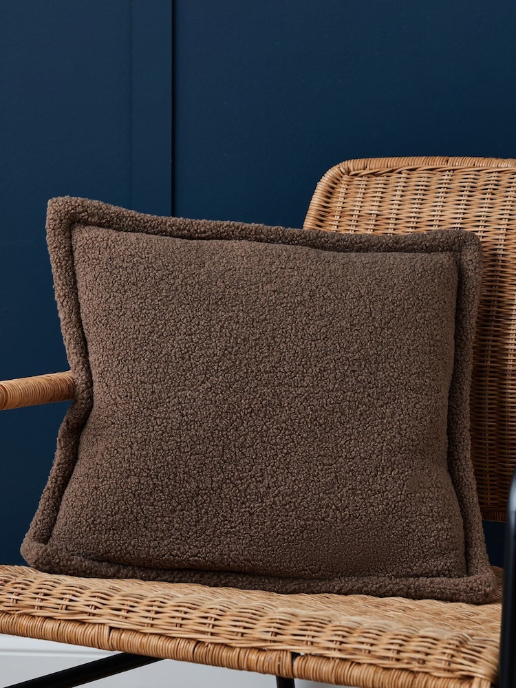 BHS Mushroom Brown Bouclé with Flange Edge Cushion - Image 1 of 5 BHS Mushroom Brown Bouclé with Flange Edge Cushion - Image 1 of 5