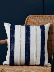 BHS Navy Blue Riviera Stripe Cushion - Image 1 of 5