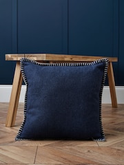 BHS Blue Felt Blanket Stitch Cushion - Image 1 of 5