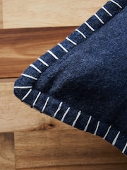 BHS Blue Felt Blanket Stitch Cushion - Image 2 of 5