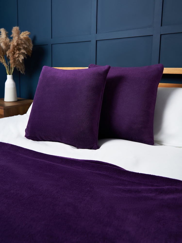 BHS Plum Purple Microfleece 45x45cm Cushion - Image 1 of 5