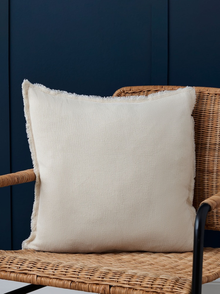 BHS Cream Cotton Fringe Cushion - Image 1 of 5 BHS Cream Cotton Fringe Cushion - Image 1 of 5