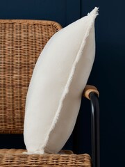 BHS Cream Cotton Fringe Cushion - Image 3 of 5