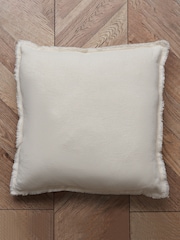 BHS Cream Cotton Fringe Cushion - Image 4 of 5