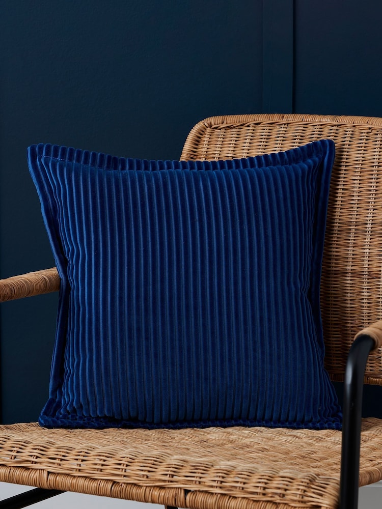 BHS Navy Blue Corduroy Cushion - Image 1 of 5