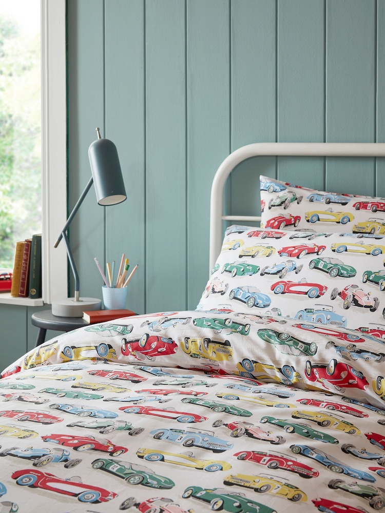 Cath Kidston White Vintage Cars 100% Cotton Duvet Cover and Pillowcase Set - Image 2 of 3