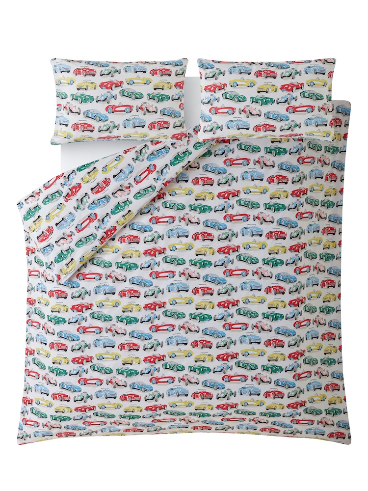 Cath Kidston White Vintage Cars 100% Cotton Duvet Cover and Pillowcase Set - Image 3 of 3