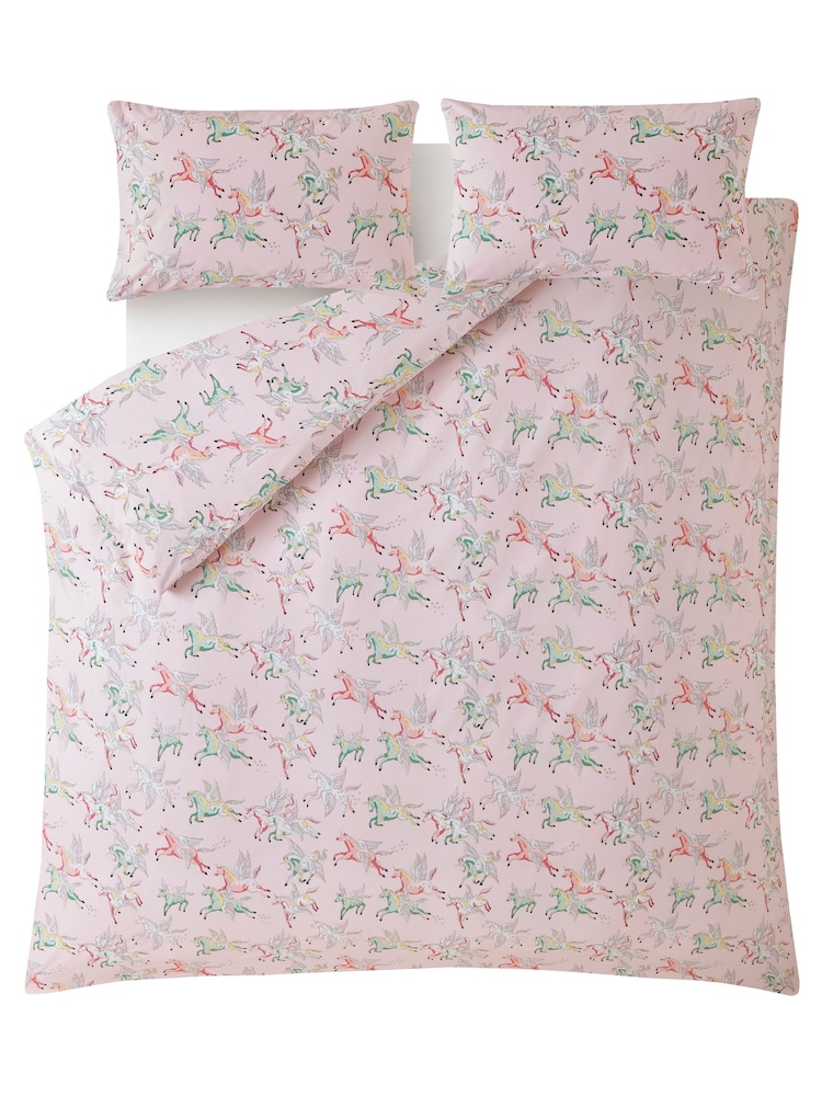Cath Kidston Pink Painted Unicorn 100% Cotton Duvet Cover and Pillowcase Set - Image 3 of 3