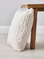 BHS Cream Luxury Embossed Rabbit Faux Fur Cushion - Image 3 of 5