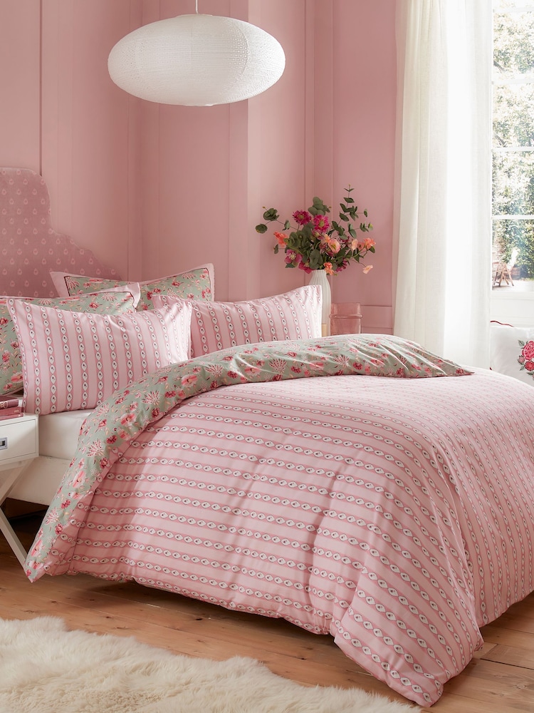 Cath Kidston Green Friendship Gardens 100% Cotton Duvet Cover and Pillowcase Set - Image 2 of 5