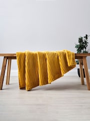 BHS Ochre Yellow Luxury Ribbon Velvet Throw - Image 1 of 3
