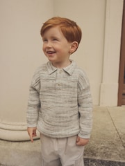 Neutral Long Sleeve Polo Shirt (3mths-7yrs) - Image 1 of 5