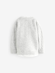 Grey Cable Crew Neck Mock 100% Cotton Shirt Jumper (3mths-7yrs) - Image 5 of 7