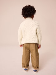 Ecru Cable Knit Zip Neck Jumper (3mths-7yrs) - Image 3 of 6