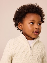 Ecru Cable Knit Zip Neck Jumper (3mths-7yrs) - Image 4 of 6
