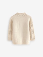 Ecru Cable Knit Zip Neck Jumper (3mths-7yrs) - Image 5 of 6