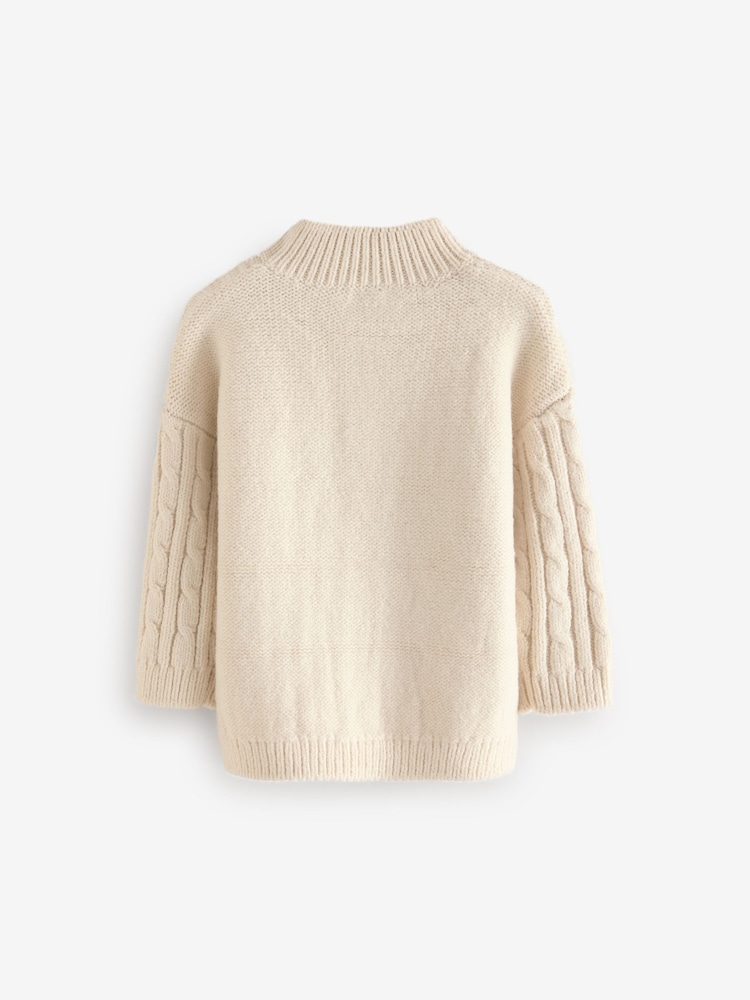 Ecru Cable Knit Zip Neck Jumper (3mths-7yrs) - Image 5 of 6