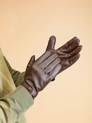 Jones Bootmaker Mens Adjustable Leather Brown Gloves - Image 1 of 2