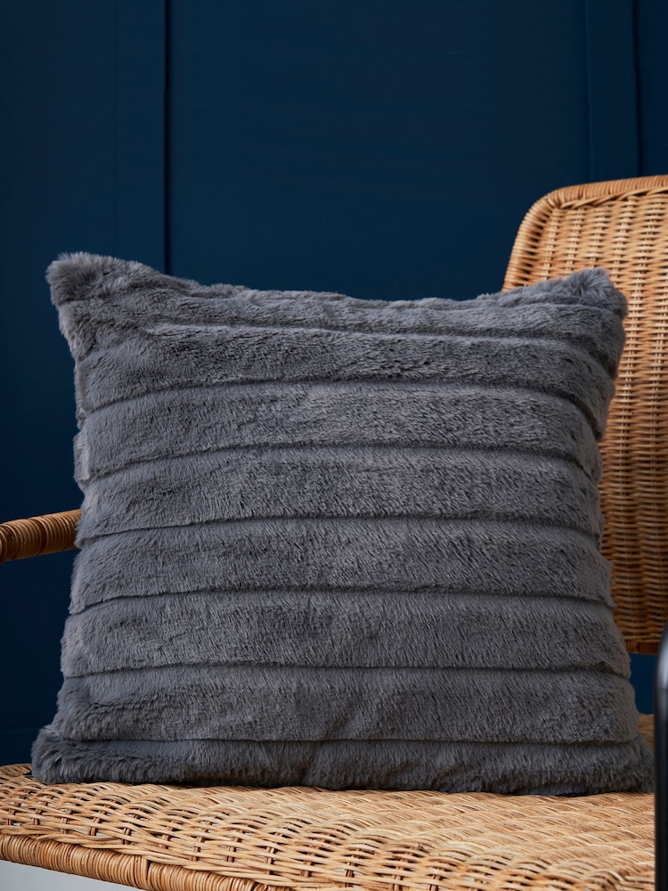 BHS Grey Boa Cushion - Image 1 of 5