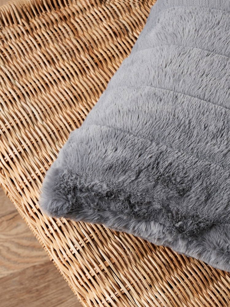 BHS Grey Boa Cushion - Image 2 of 5