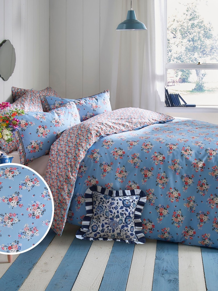 Cath Kidston Blue Clifton Mews 100% Cotton Duvet Cover and Pillowcase Set - Image 1 of 5