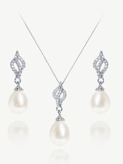 Ivory & Co Silver Lisbon Crystal And Pearl Romantic Set - Image 1 of 3