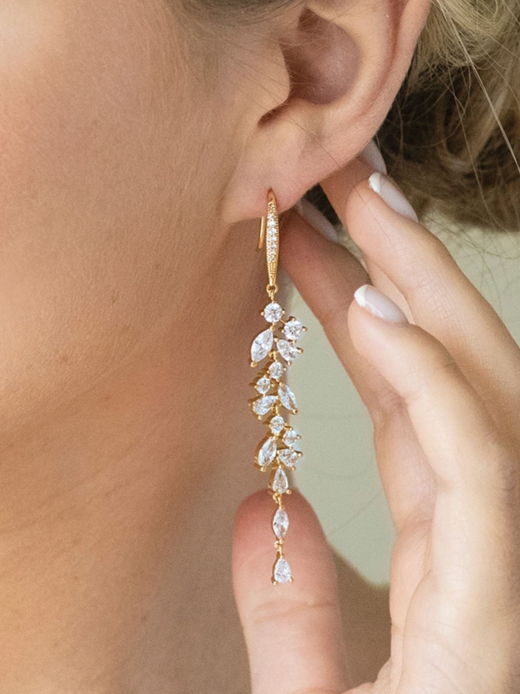 Ivory & Co Gold Sandringham Crystal Cluster Drop Earring - Image 3 of 5
