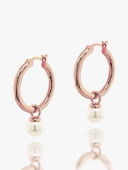 Ivory & Co Rose black gold Newark Statement Hoop Pearl Earrings - Image 1 of 5