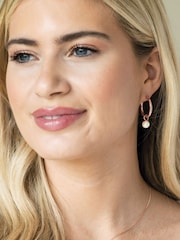 Ivory & Co Rose black gold Newark Statement Hoop Pearl Earrings - Image 3 of 5