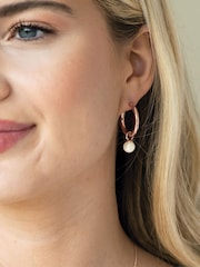 Ivory & Co Rose black gold Newark Statement Hoop Pearl Earrings - Image 4 of 5