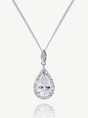 Ivory & Co Silver Belmont And Crystal Teardrop Pendant - Image 1 of 4