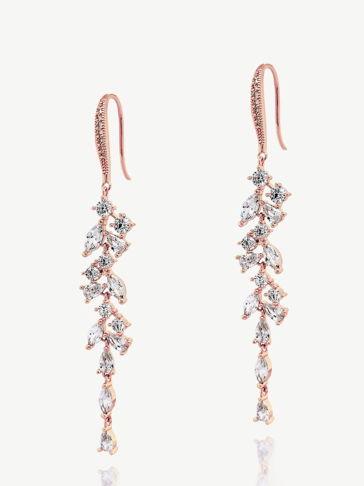 Ivory & Co Rose Gold Sandringham Crystal Cluster Drop Earring - Image 1 of 5