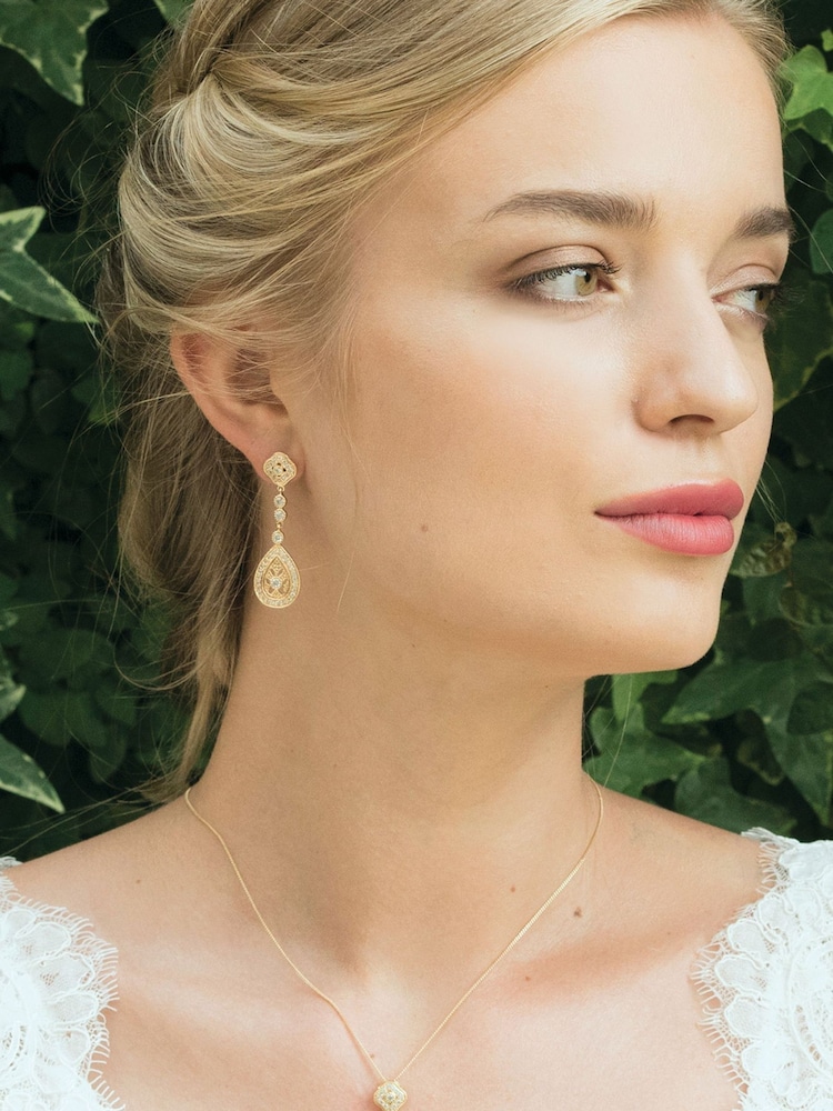 Ivory & Co Gold Moonstruck Crystal Pave Vintage Earrings - Image 2 of 4