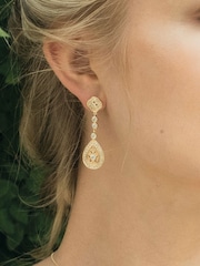 Ivory & Co Gold Moonstruck Crystal Pave Vintage Earrings - Image 3 of 4