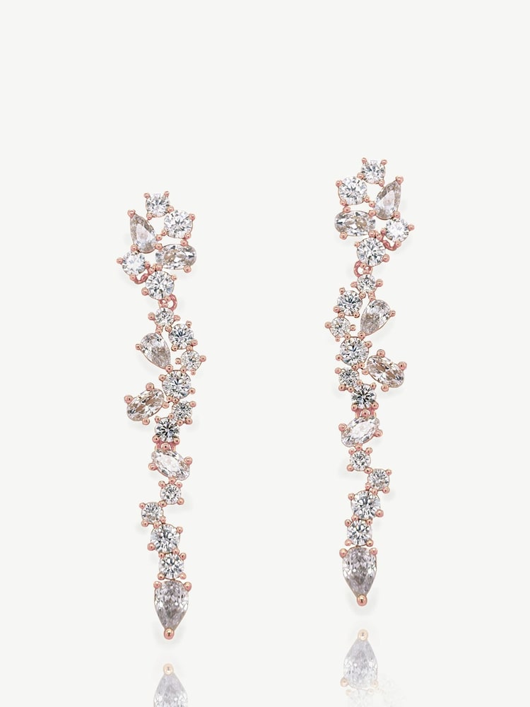 Ivory & Co Rose Gold Islington Crystal Cluster Drop Earring - Image 1 of 4