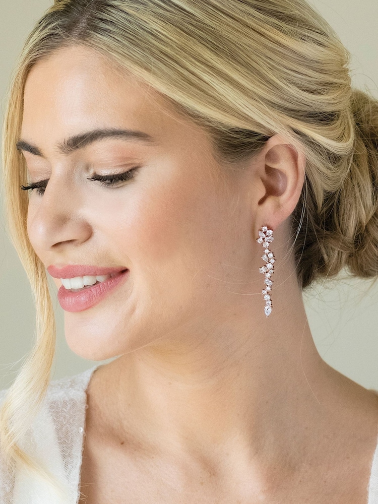 Ivory & Co Rose Gold Islington Crystal Cluster Drop Earring - Image 2 of 4
