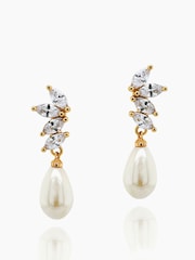 Ivory & Co Gold Ashbourne R Classic Crystal And Pearl Drop Earrings - Image 1 of 4