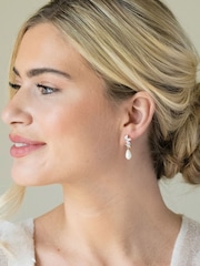 Ivory & Co Gold Ashbourne R Classic Crystal And Pearl Drop Earrings - Image 2 of 4